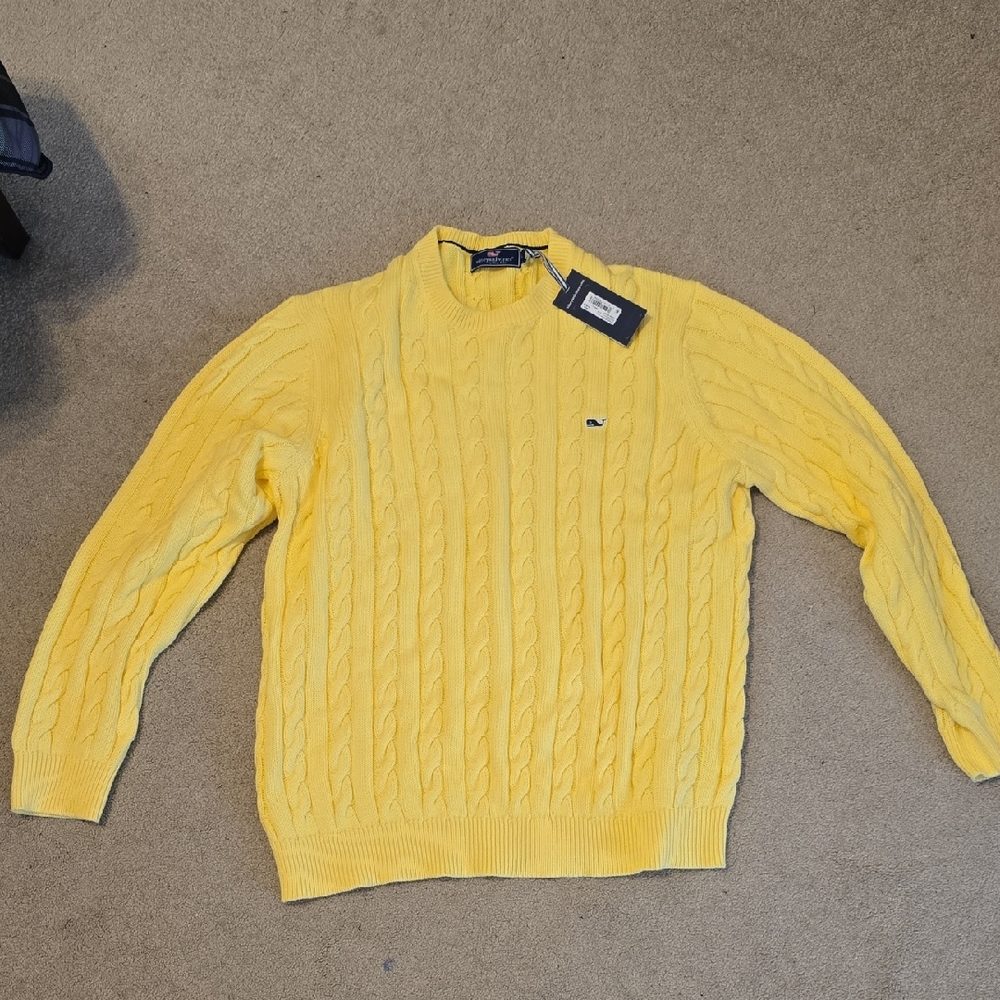 Vineyard Vines Yellow Cable Knit Sweater